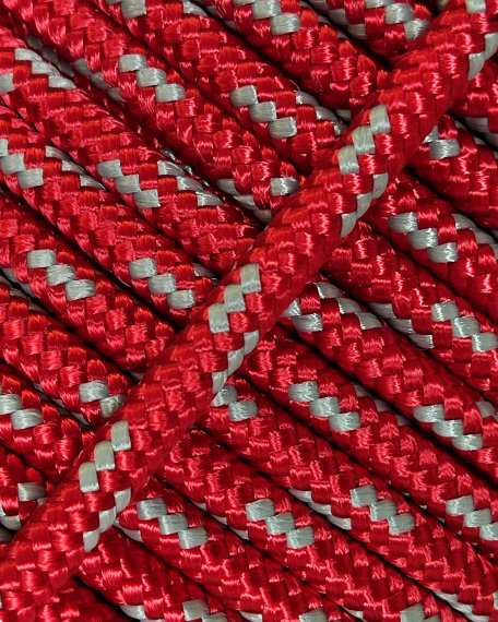 Cuerda yembé reforzada PES 4 mm Rojo / gris 100 m