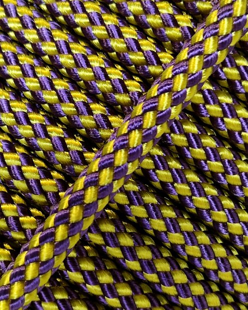 Cuerda yembé reforzada PES 5 mm Damero Amarillo girasol / violeta 100 m