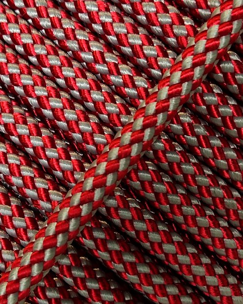 Cuerda yembé reforzada PES 5 mm Damero Rojo / gris 100 m