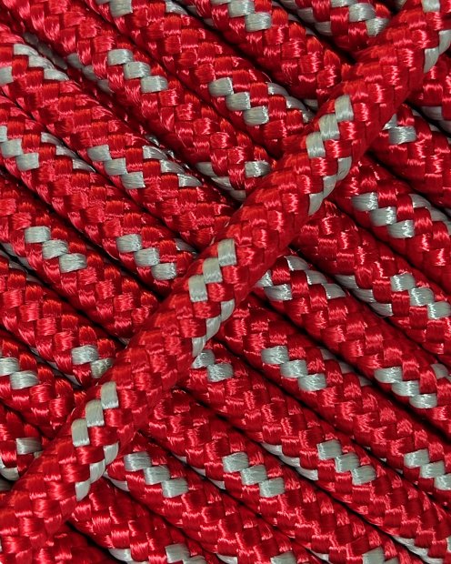 Cuerda yembé reforzada PES 6 mm Rojo / gris 100 m