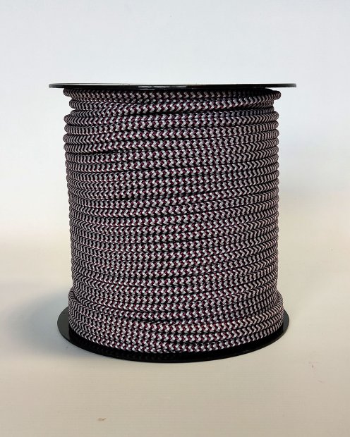 Cuerda yembé reforzada PES 5 mm Zigzag Burdeos / gris 100 m