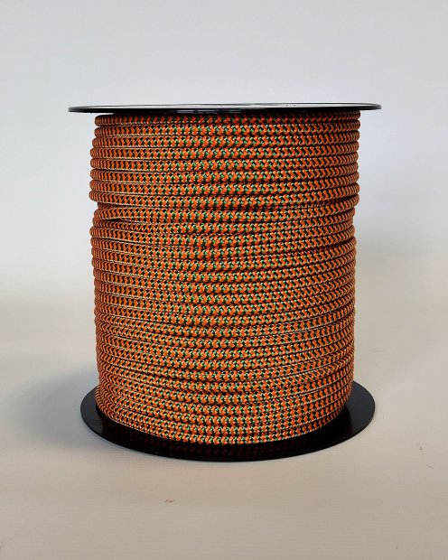 Cuerda yembé reforzada PES 5 mm Zigzag Naranja fluo / verde 100 m