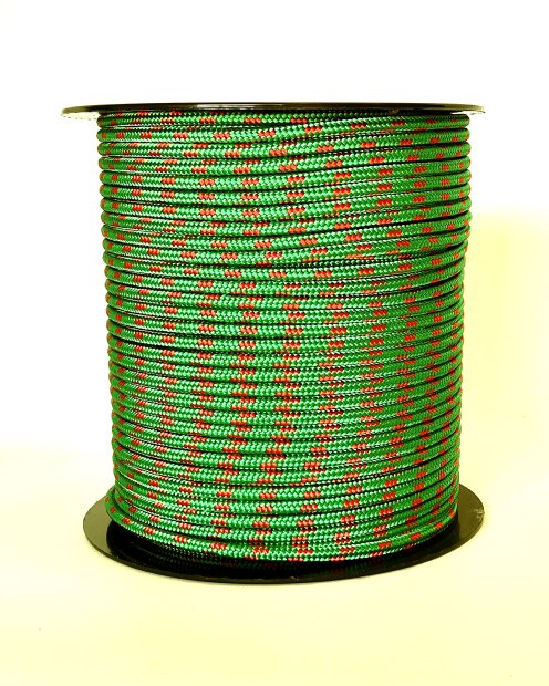 Cuerda yembé reforzada PES 5 mm Verde / Rojo 100 m