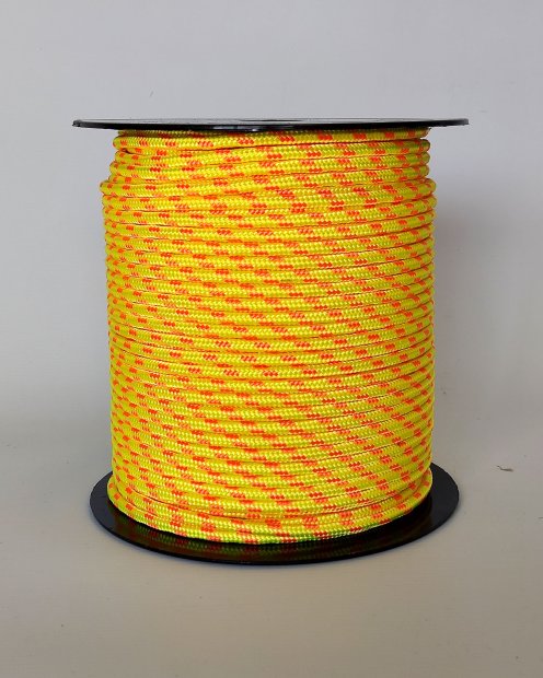 Cuerda yembé reforzada PES 5 mm Amarillo fluo / Naranja 100 m