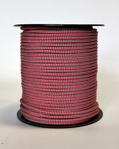 Cuerda yembé reforzada PES 5 mm Diagonal Rojo / blanco 100 m