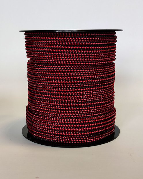 Cuerda yembé reforzada PES 5 mm Damero Rojo / negro 100 m