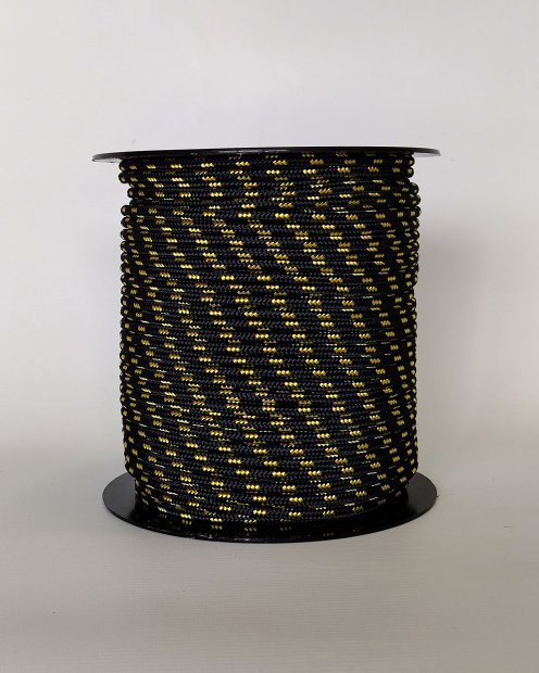 Cuerda yembé reforzada PES 5 mm Negro / Amarillo fluo 100 m
