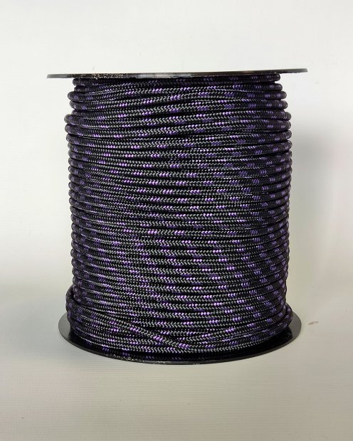 Cuerda yembé reforzada PES 5 mm Negro / violeta 100 m