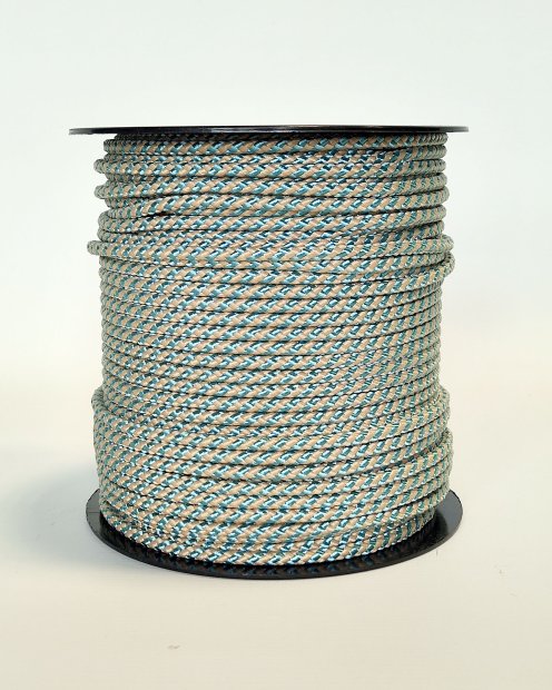 Cuerda yembé reforzada PES 5 mm Diagonal Azul pastel / beige 100 m