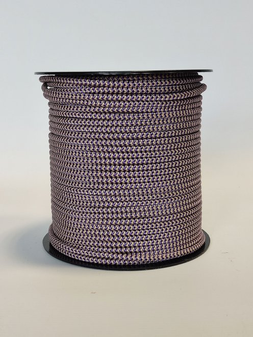 Cuerda yembé reforzada PES 5 mm Zigzag Violeta / Beige 100 m
