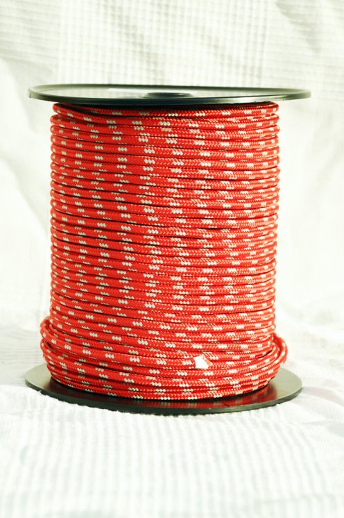 Cuerda yembé reforzada PES 6 mm Rojo / gris 100 m