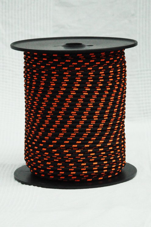 Cuerda yembé reforzada PES 6 mm Negro / naranja fluo 100 m