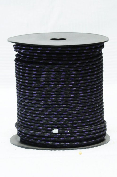 Cuerda yembé reforzada PES 6 mm Negro / violeta 100 m