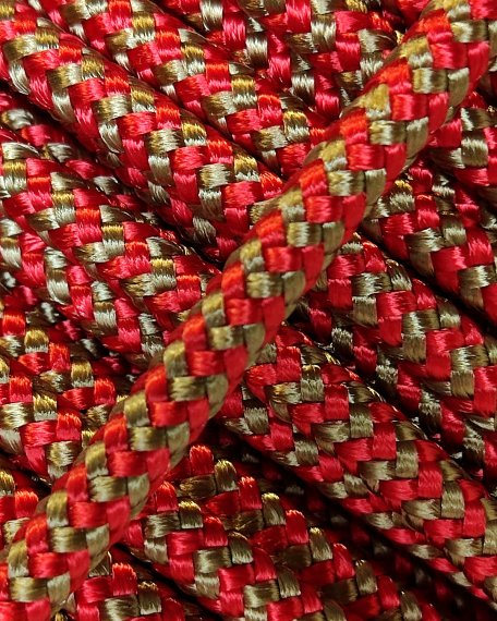 Cuerda tambor yembé reforzada PES 5 mm Zigzag Rojo / Latón 100 m