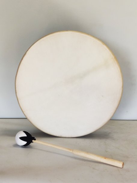 Tambor de chamán para ceremonias y rituales sagrados - Tambor chamánico Piel de cabra depilada 14″ 