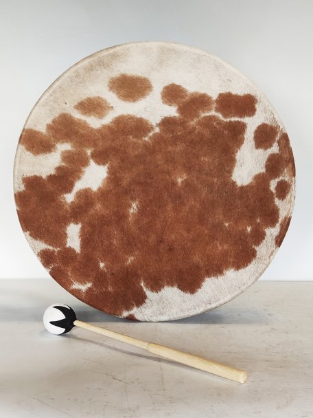 Tambor chamánico Piel de vaca con pelo 18″