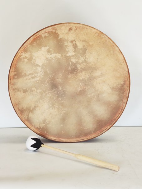 Tambor de chamán para ceremonias y rituales sagrados - Tambor chamánico Piel de vaca depilada 18″ 