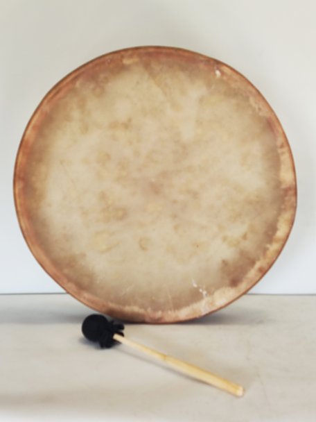 Tambor de chamán para ceremonias y rituales sagrados - Tambor chamánico Piel de vaca depilada 20″ 
