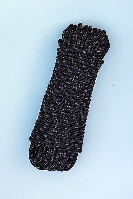 Cuerda trenzada con núcleo Ø5 mm negro hilo violeta 20 m - Cuerda para tambor djembé