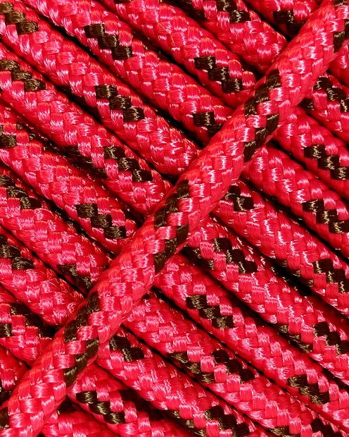 Cuerda tambor yembé reforzada PES 5 mm Frambuesa / Marrón 20 m