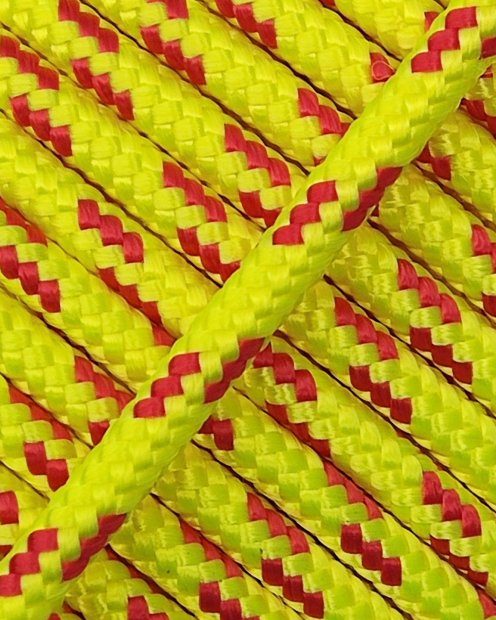Cuerda tambor yembé reforzada PES 5 mm Amarillo fluo / Rojo 20 m