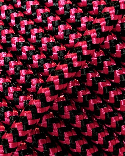 Cuerda tambor yembé reforzada PES 5 mm Zigzag Frambuesa / Negro 20 m