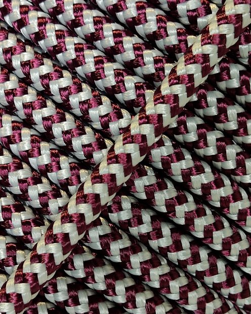 Cuerda tambor yembé reforzada PES 5 mm Zigzag Burdeos / Gris 100 m