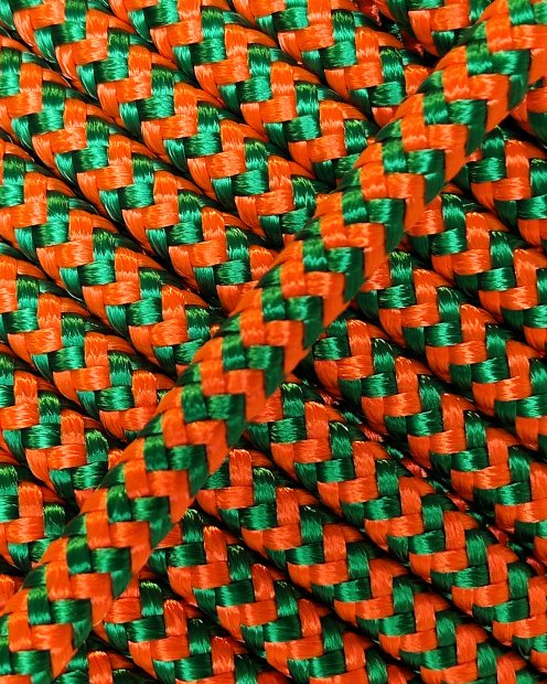 Cuerda tambor yembé reforzada PES 5 mm Zigzag Naranja fluo / Verde 20 m