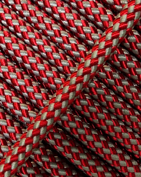 Cuerda tambor yembé reforzada PES 5 mm Damero Rojo / Gris 100 m