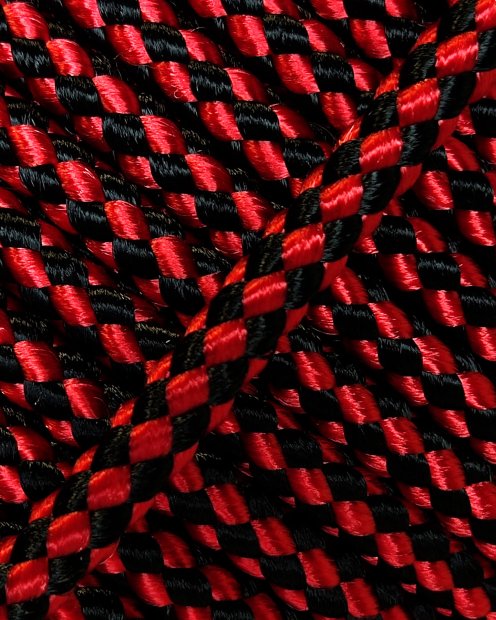 Cuerda tambor yembé reforzada PES 5 mm Damero Rojo / Negro 20 m