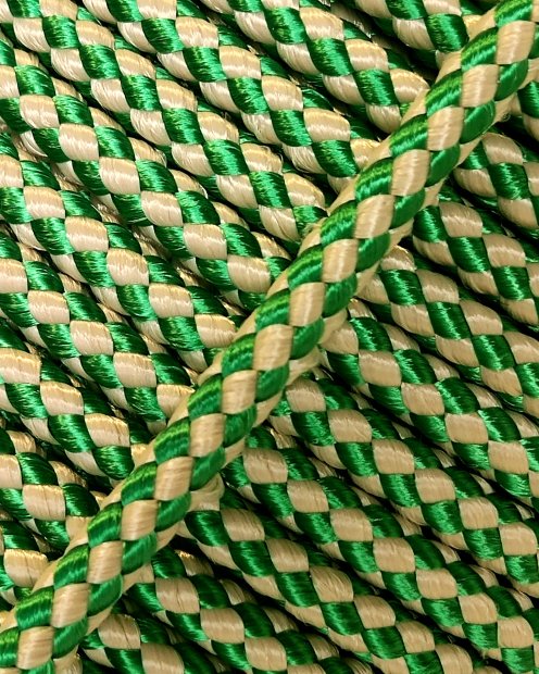 Cuerda yembé reforzada PES 5 mm Damero Verde / beige 100 m