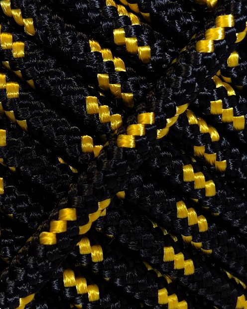 Cuerda tambor yembé reforzada PES 5 mm Negro / Amarillo fluo 100 m