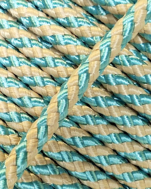Cuerda tambor yembé reforzada PES 5 mm Diagonal Azul pastel / Beige 20 m