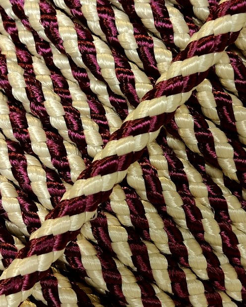 Cuerda tambor yembé reforzada PES 5 mm Diagonal Burdeos / Beige 100 m