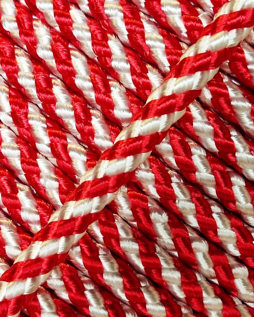 Cuerda tambor yembé reforzada PES 5 mm Diagonal Rojo / Blanco 100 m