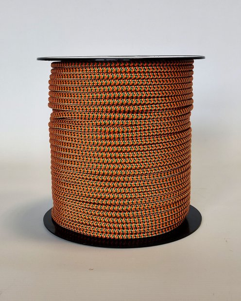 Cuerda tambor yembé reforzada PES 5 mm Zigzag Naranja fluo / Verde 100 m