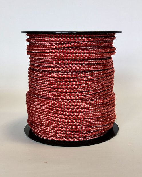 Cuerda tambor yembé reforzada PES 5 mm Zigzag Rojo / Latón 100 m