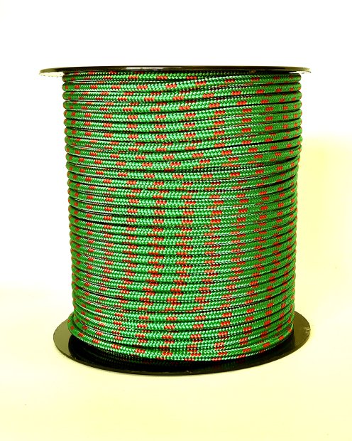 Cuerda tambor yembé reforzada PES 5 mm Verde / Rojo 100 m