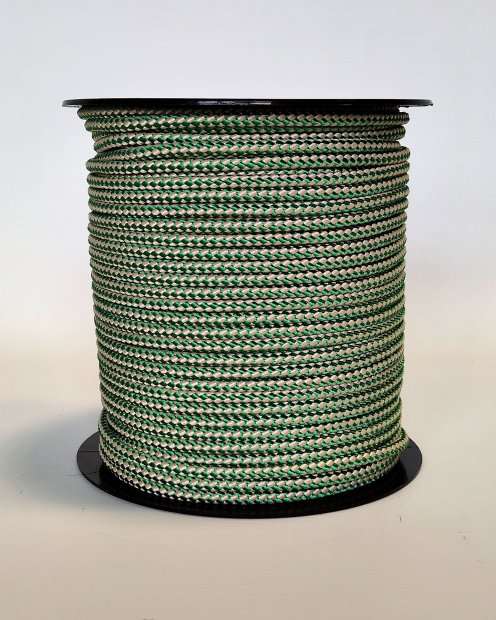 Cuerda tambor yembé reforzada PES 5 mm Damero Verde / Beige 100 m