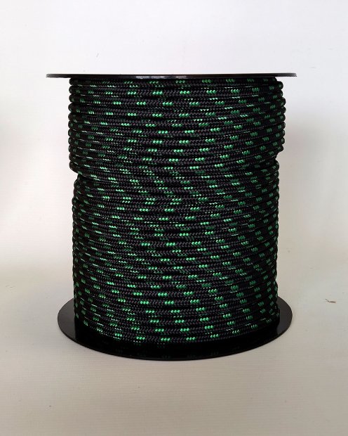 Cuerda tambor yembé reforzada PES 5 mm Negro / Verde 100 m