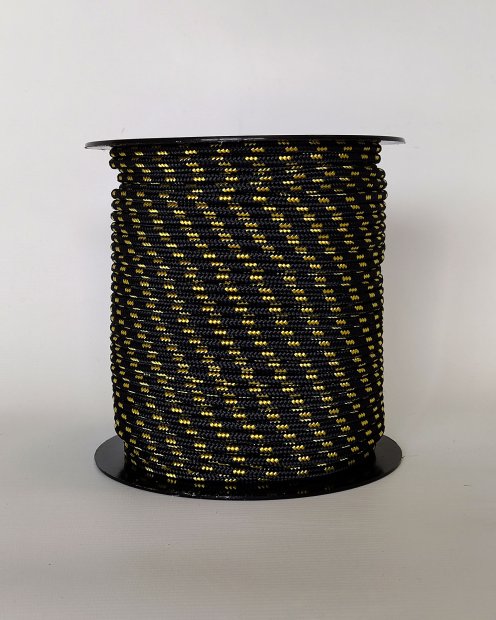Cuerda tambor yembé reforzada PES 5 mm Negro / Amarillo fluo 100 m