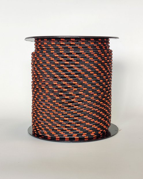 Cuerda de alpinismo djembé Ø5 mm negra / naraja flúor - Cuerda para djembe tambor