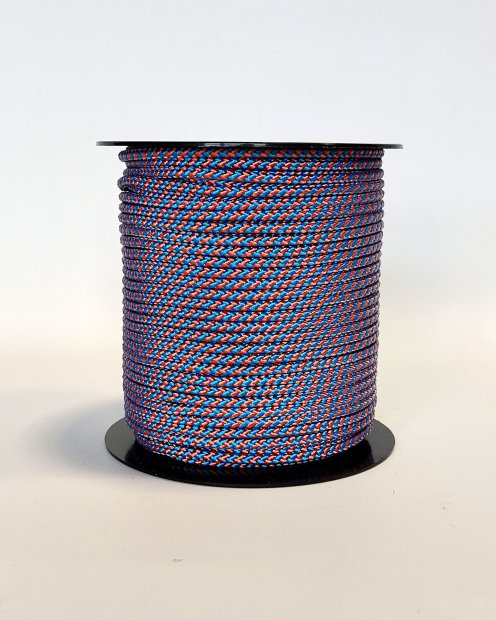 Cuerda tambor yembé reforzada PES 5 mm Diagonal Azul / Cobre 100 m