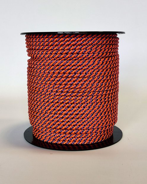 Cuerda tambor yembé reforzada PES 5 mm Diagonal Naranja fluo / Violeta 100 m
