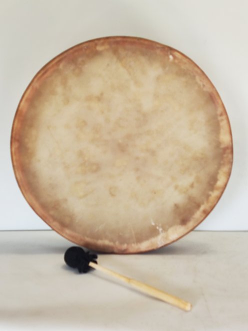 Tambor de chamán para ceremonias y rituales sagrados - Tambor chamánico Piel de vaca depilada 20″ 