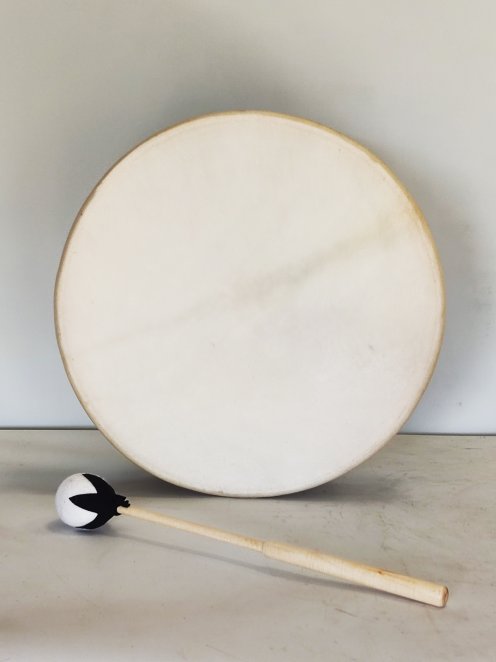 Tambor de chamán para ceremonias y rituales sagrados - Tambor chamánico Piel de cabra depilada 14″ 