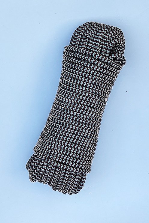 Cuerda tambor yembé reforzada PES 5 mm Zigzag Burdeos / Gris 20 m