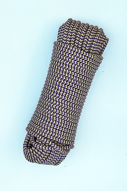 Cuerda yembé reforzada PES 5 mm Zigzag Violeta / Beige 20 m