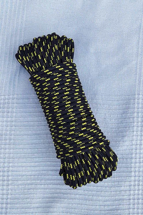 Cuerda tambor yembé reforzada PES 5 mm Negro / Amarillo fluo 20 m