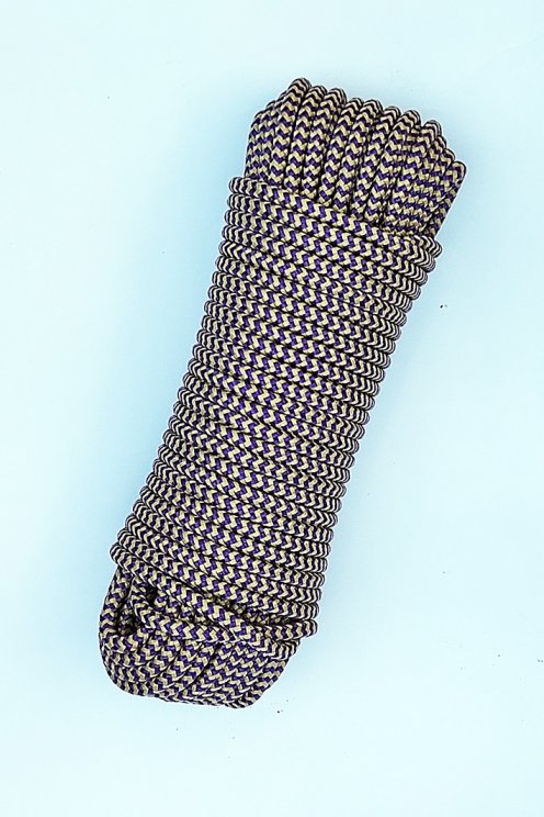 Cuerda trenzada con núcleo Ø5 mm espina de pez beige violeta 20 m - Cuerda para tambor djembé